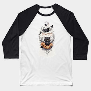 Halloween black cat Baseball T-Shirt